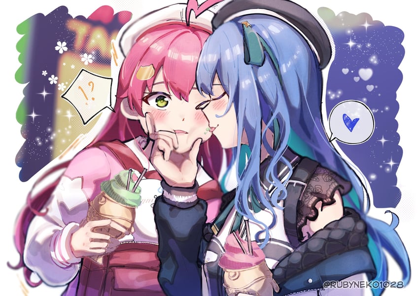 hoshimachi suisei, sakura miko, and 35p (hololive) drawn by ruby_(rubyneko1028)