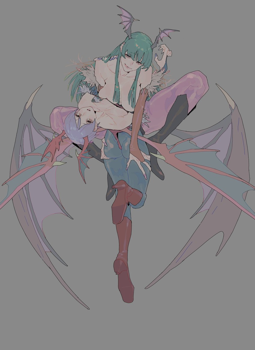 morrigan aensland and lilith (darkstalkers) drawn by imamura_ryou
