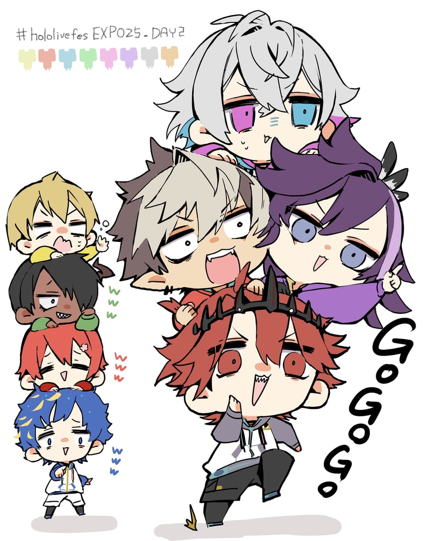 gavis bettel, astel leda, hanasaki miyabi, banzoin hakka, aragami oga, and 3 more (holostars and 2 more) drawn by azuma_shiro