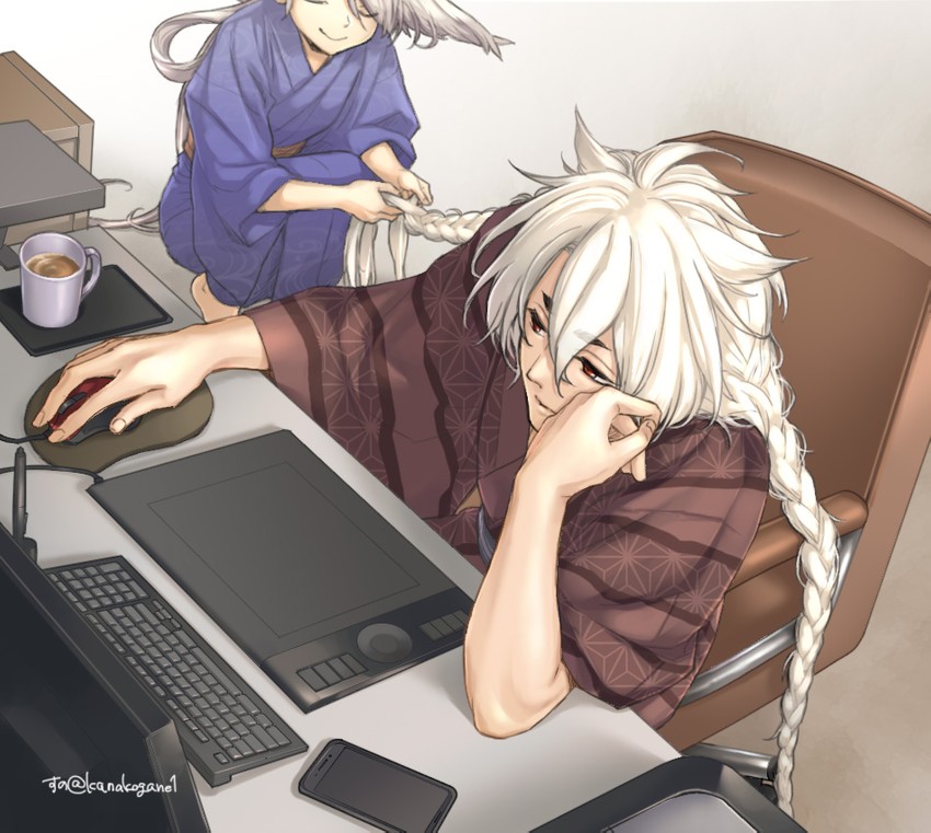 kogitsunemaru and ima-no-tsurugi (touken ranbu) drawn by sunomata
