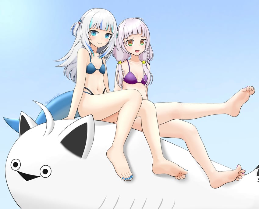 gawr gura, shirakami fubuki, and murasaki shion (hololive and 1 more) drawn by tamagotozi3420