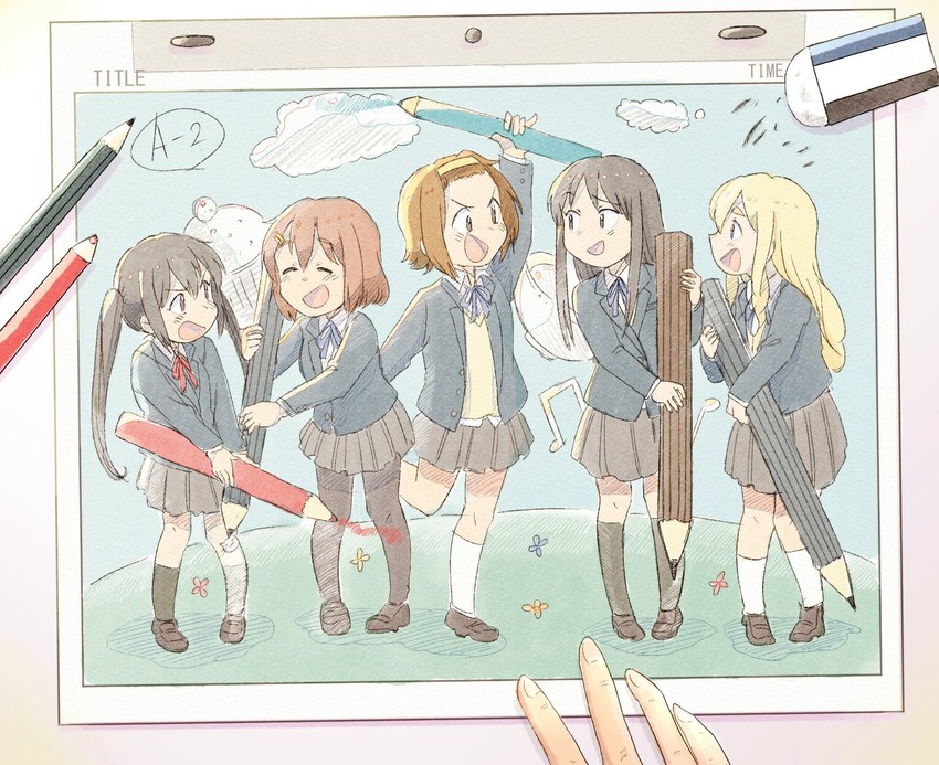 akiyama mio, nakano azusa, hirasawa yui, tainaka ritsu, and kotobuki tsumugi (k-on!) drawn by tsubobot