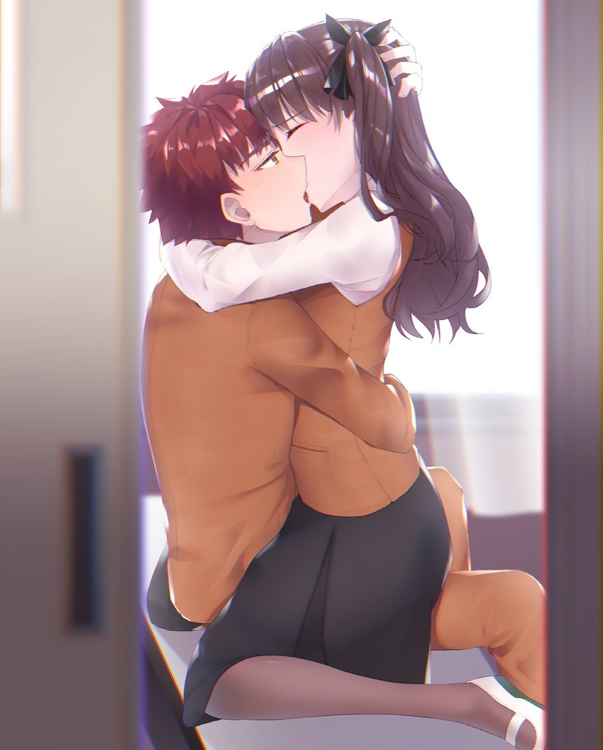 tohsaka rin and emiya shirou (fate and 1 more) drawn by hobby_0203159