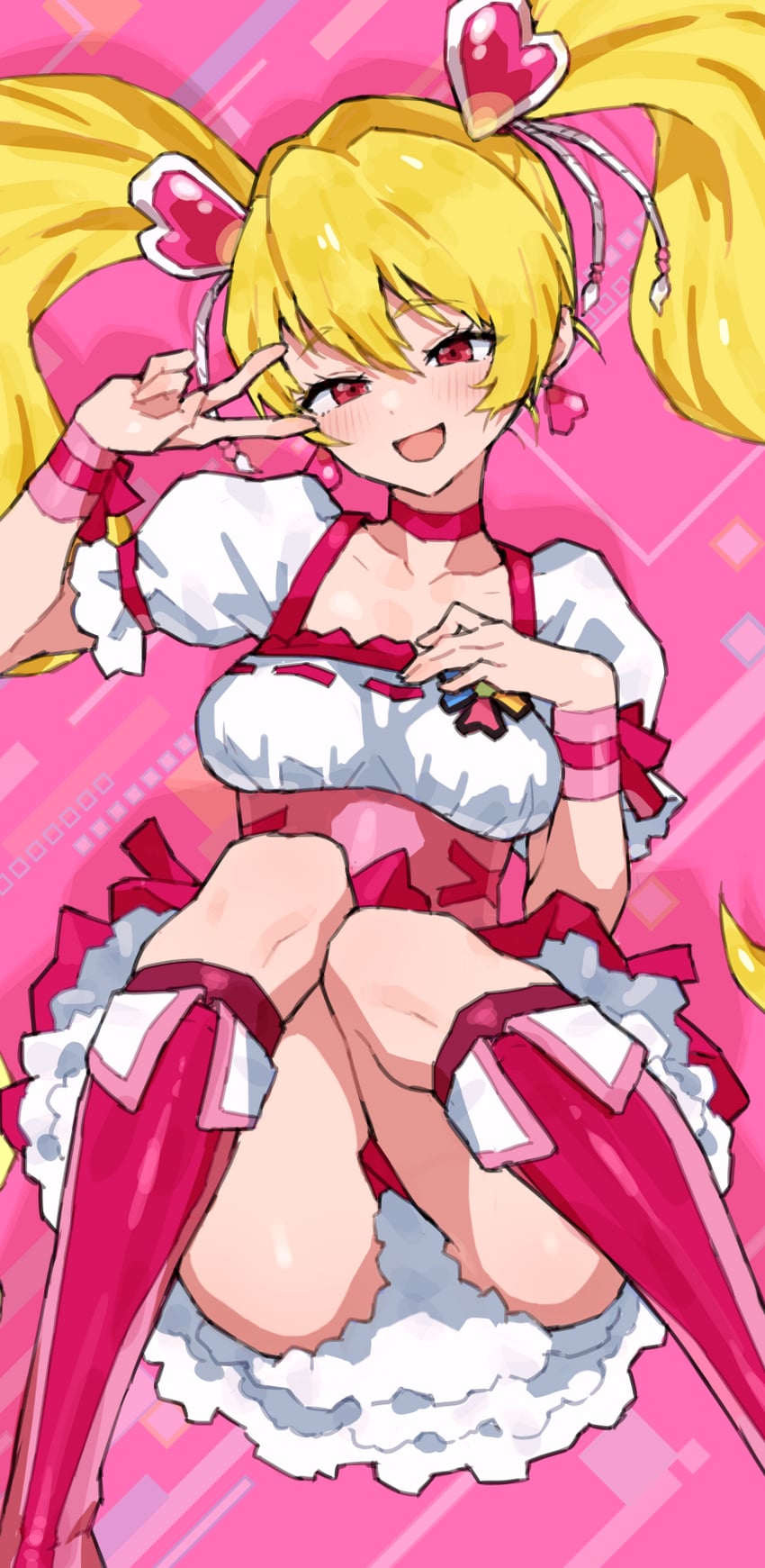 momozono love and cure peach (precure and 1 more) drawn by mo_(boo1719501boo)