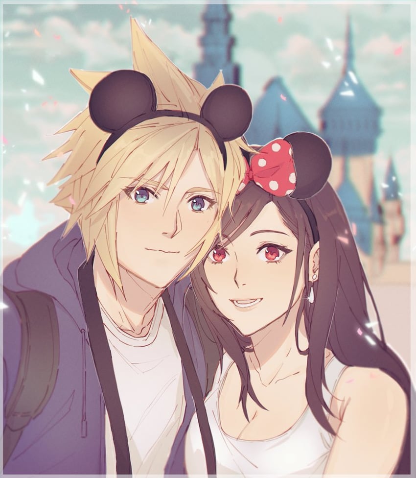 tifa lockhart and cloud strife (final fantasy and 3 more) drawn by pudelmudel