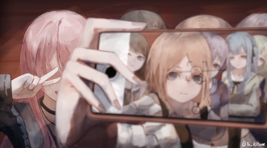 chihaya anon, togawa sakiko, nagasaki soyo, shiina taki, wakaba mutsumi, and 1 more (bang dream! and 1 more) drawn by kitsune_yo