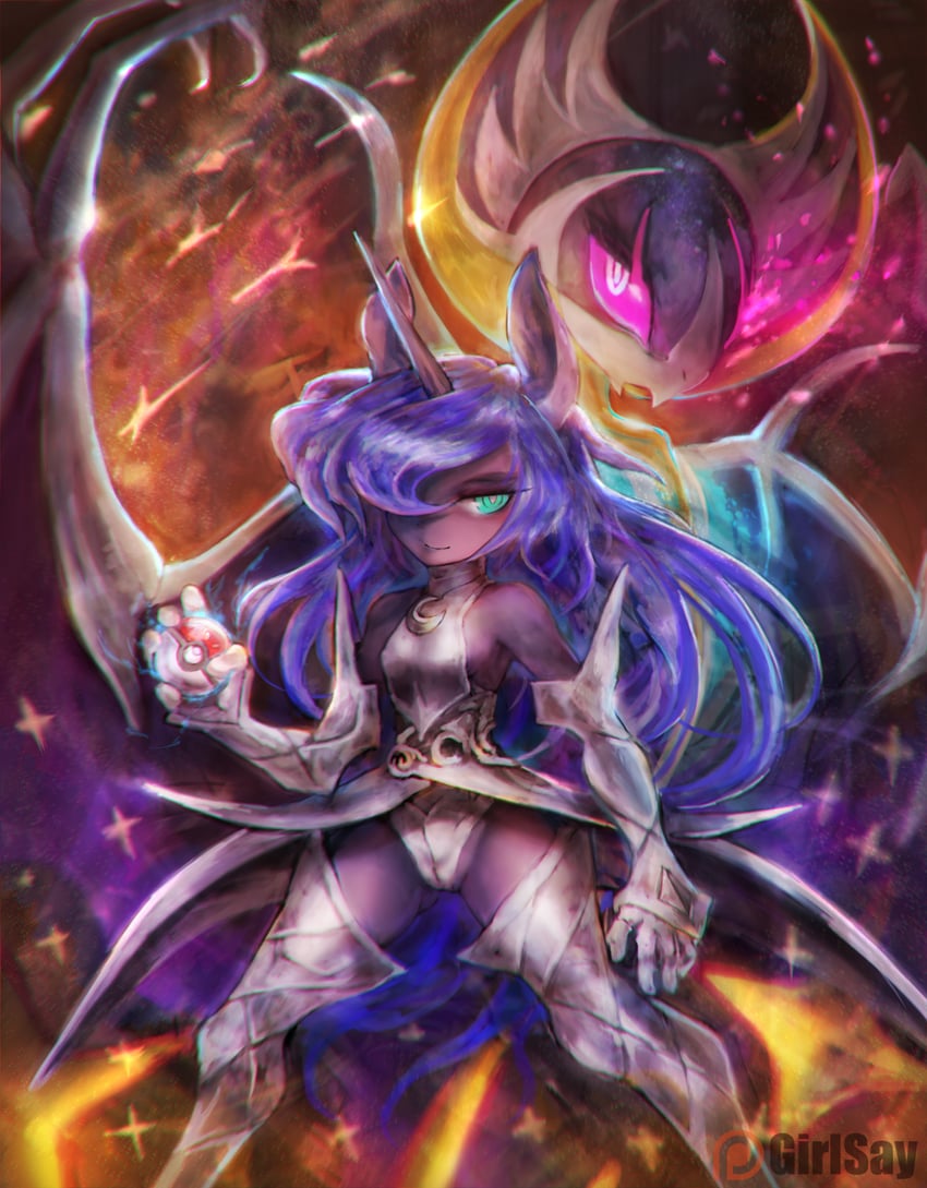 lunala and princess luna (pokemon and 2 more) drawn by girlsay