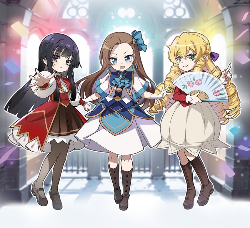 katarina claes, grace auvergne, and yumiella dolkness (otome game no hametsu flag shika nai akuyaku reijou ni tensei shite shimatta and 2 more) drawn by nyoro_(nyoronyoro000)