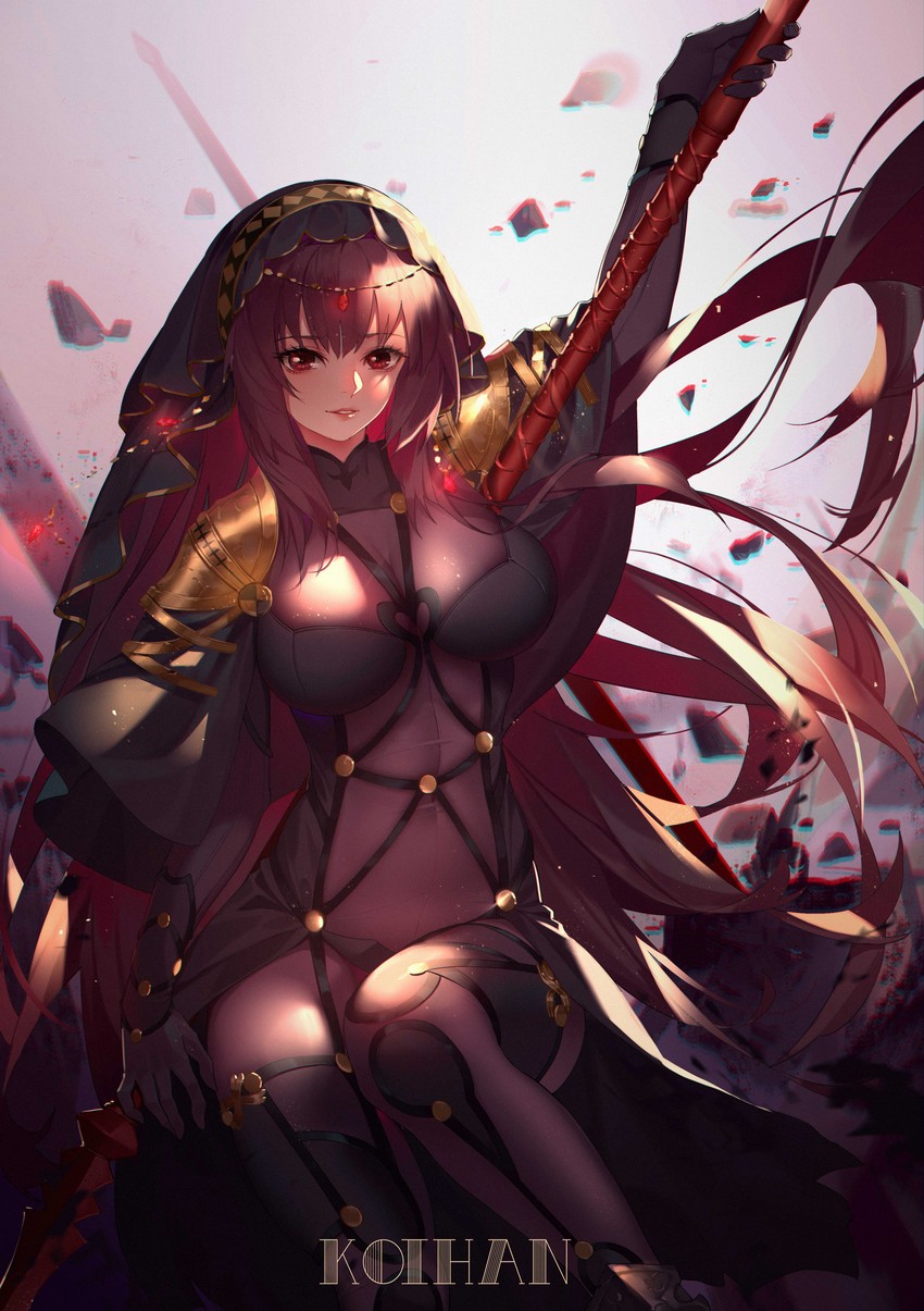 scathach (fate and 1 more) drawn by koi_han