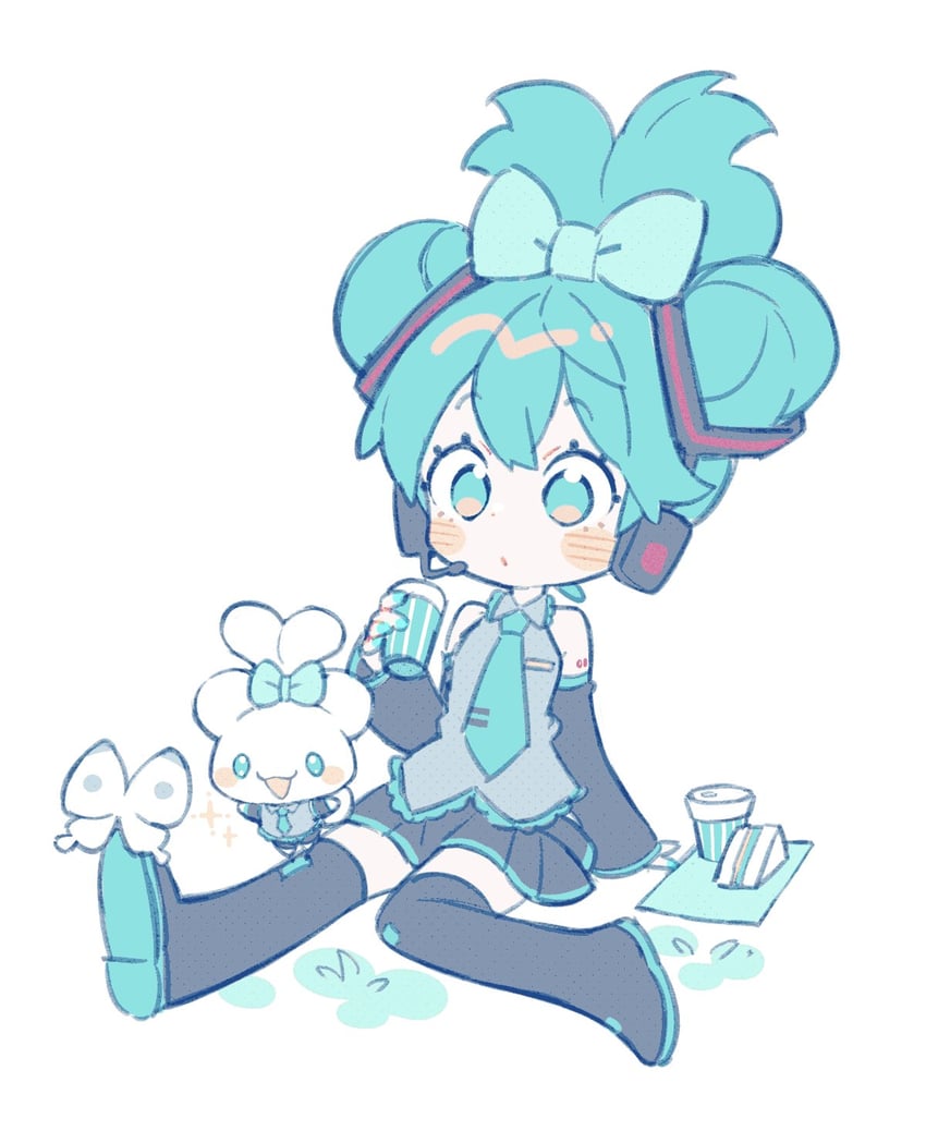hatsune miku, cinnamoroll, and cinnamiku (vocaloid and 2 more) drawn by uekura_eku