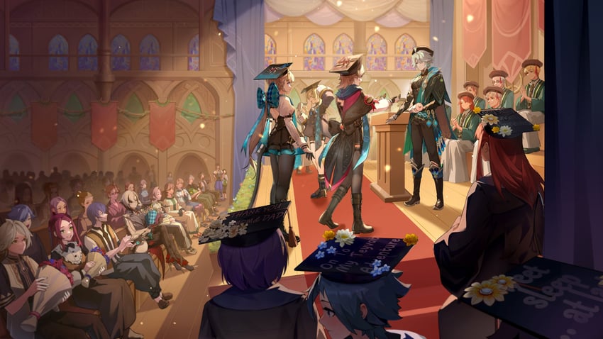 arlecchino, alhaitham, lynette, lyney, and freminet (genshin impact)