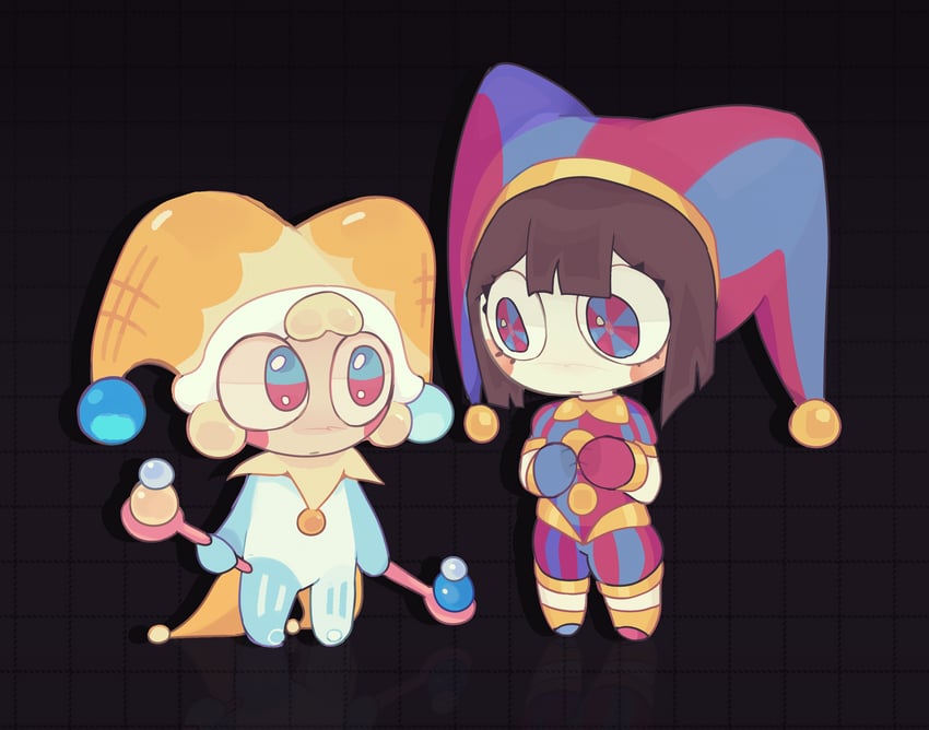pomni and ice juggler cookie (cookie run and 2 more) drawn by kennicrispy