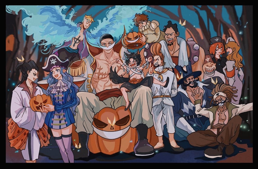 portgas d. ace, marco, edward newgate, izou, thatch, and 6 more (one piece) drawn by shiyuzai