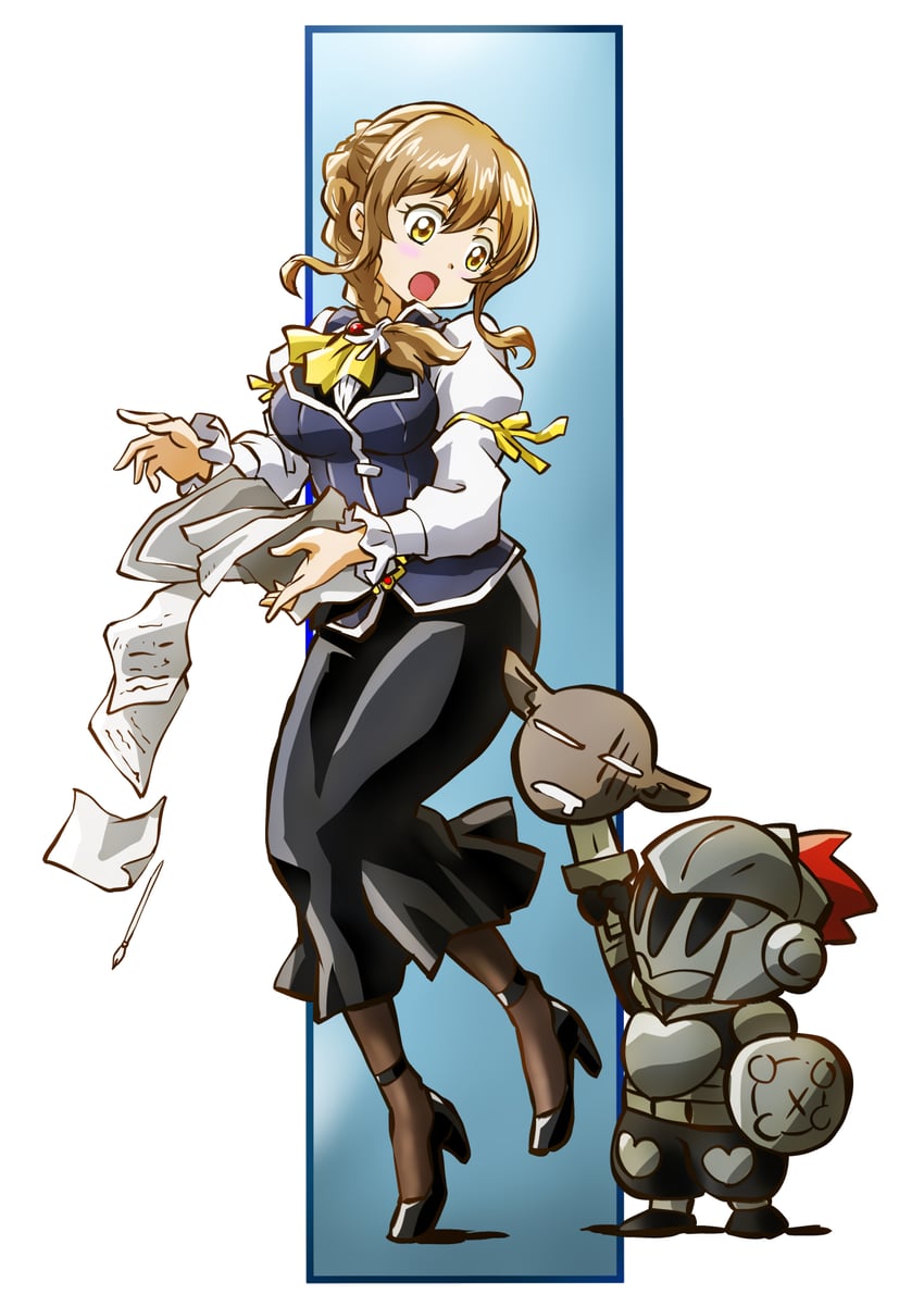 goblin slayer and guild girl (goblin slayer!) drawn by taiga_hiroyuki