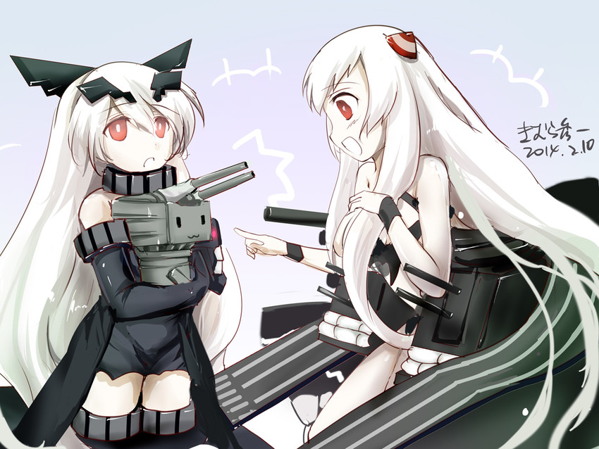 rensouhou-chan, airfield princess, and anchorage oni (kantai collection) drawn by kimura_shuuichi