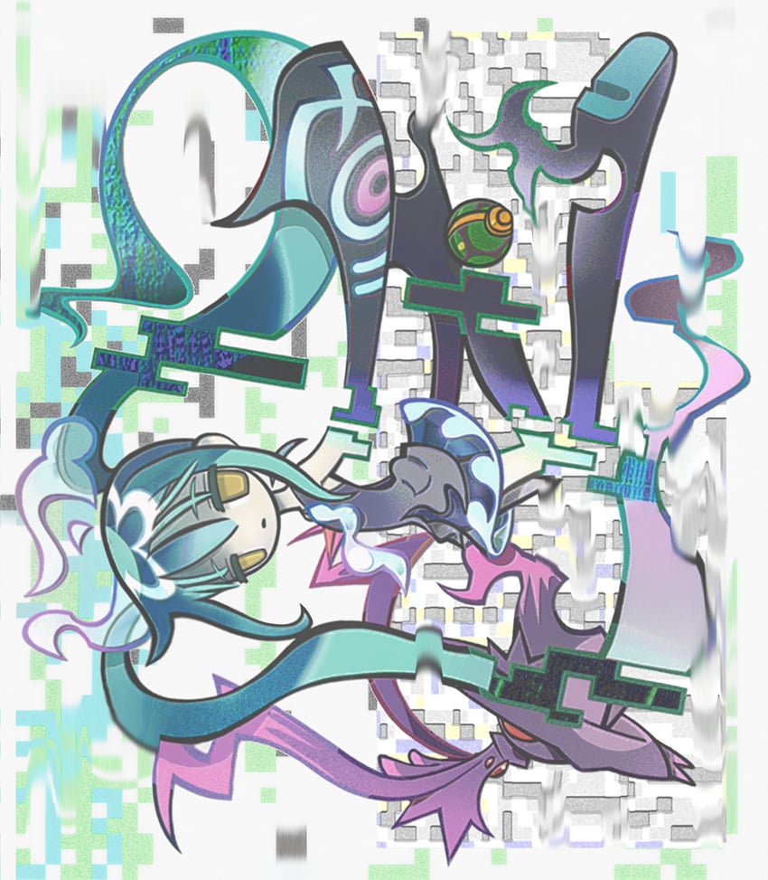 hatsune miku, mismagius, and ghost miku (pokemon and 2 more) drawn by ha4to