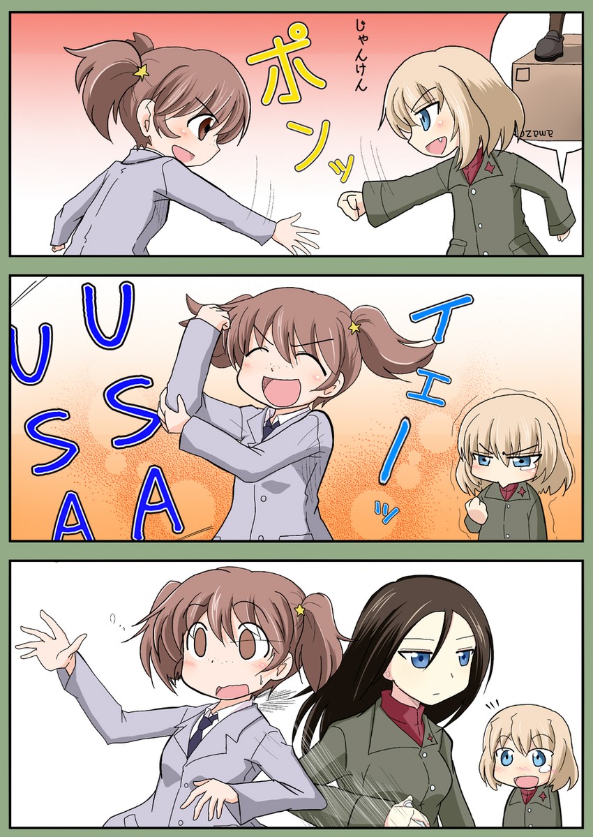 katyusha, nonna, and alisa (girls und panzer and 1 more) drawn by shijiani