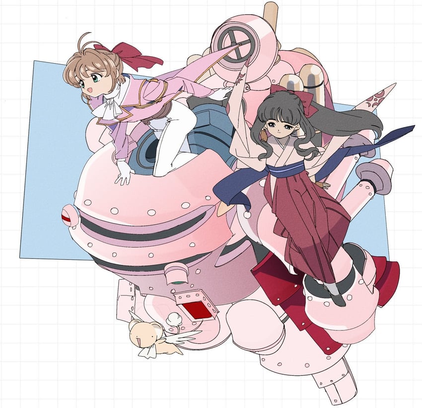 kinomoto sakura, kero, daidouji tomoyo, shinguuji sakura, and koubu (cardcaptor sakura and 1 more) drawn by edoya_inuhachi