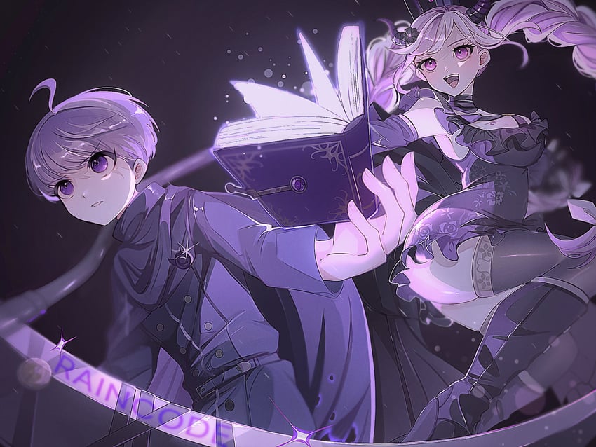 shinigami and yuma kokohead (master detective archives: rain code) drawn by rize_(rize0420)
