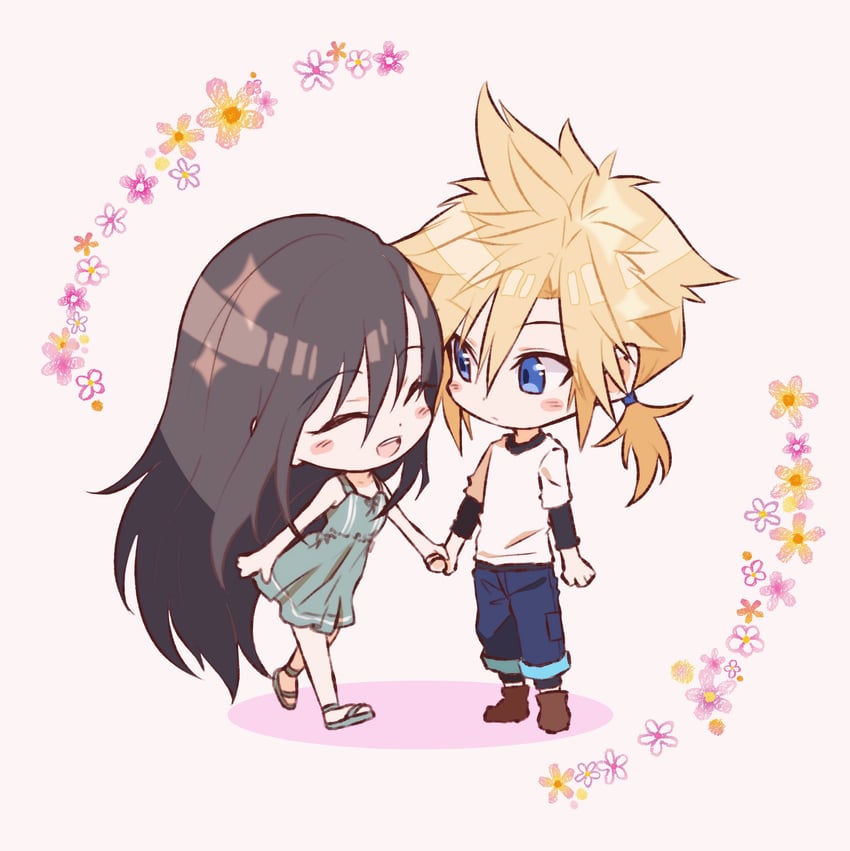 tifa lockhart and cloud strife (final fantasy and 2 more) drawn by mizuamememe
