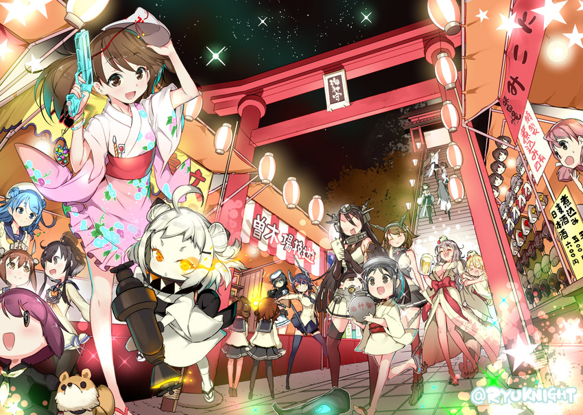 kongou, inazuma, tenryuu, ikazuchi, haruna, and 20 more (kantai collection) drawn by naitou_ryuu