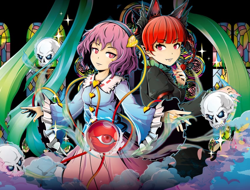 komeiji satori and kaenbyou rin (touhou) drawn by coba_(bushclover)