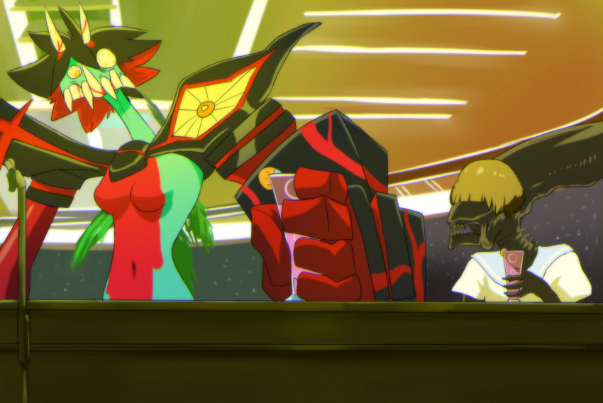 mankanshoku mako, xenomorph, and berserk ryuuko (kill la kill and 2 more) drawn by trunchbull
