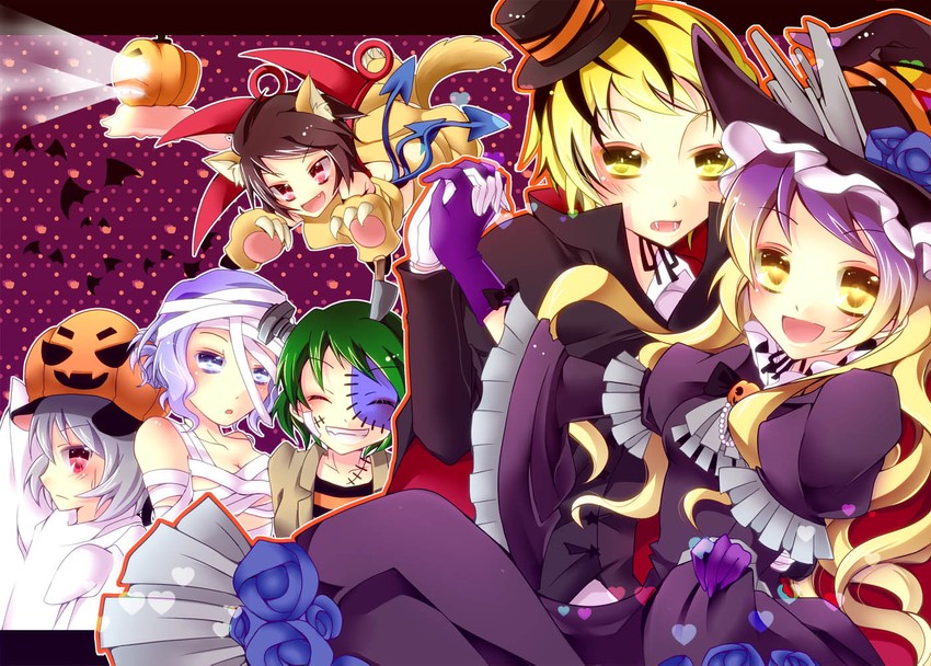 nazrin, hijiri byakuren, houjuu nue, toramaru shou, murasa minamitsu, and 2 more (touhou and 1 more) drawn by kaza