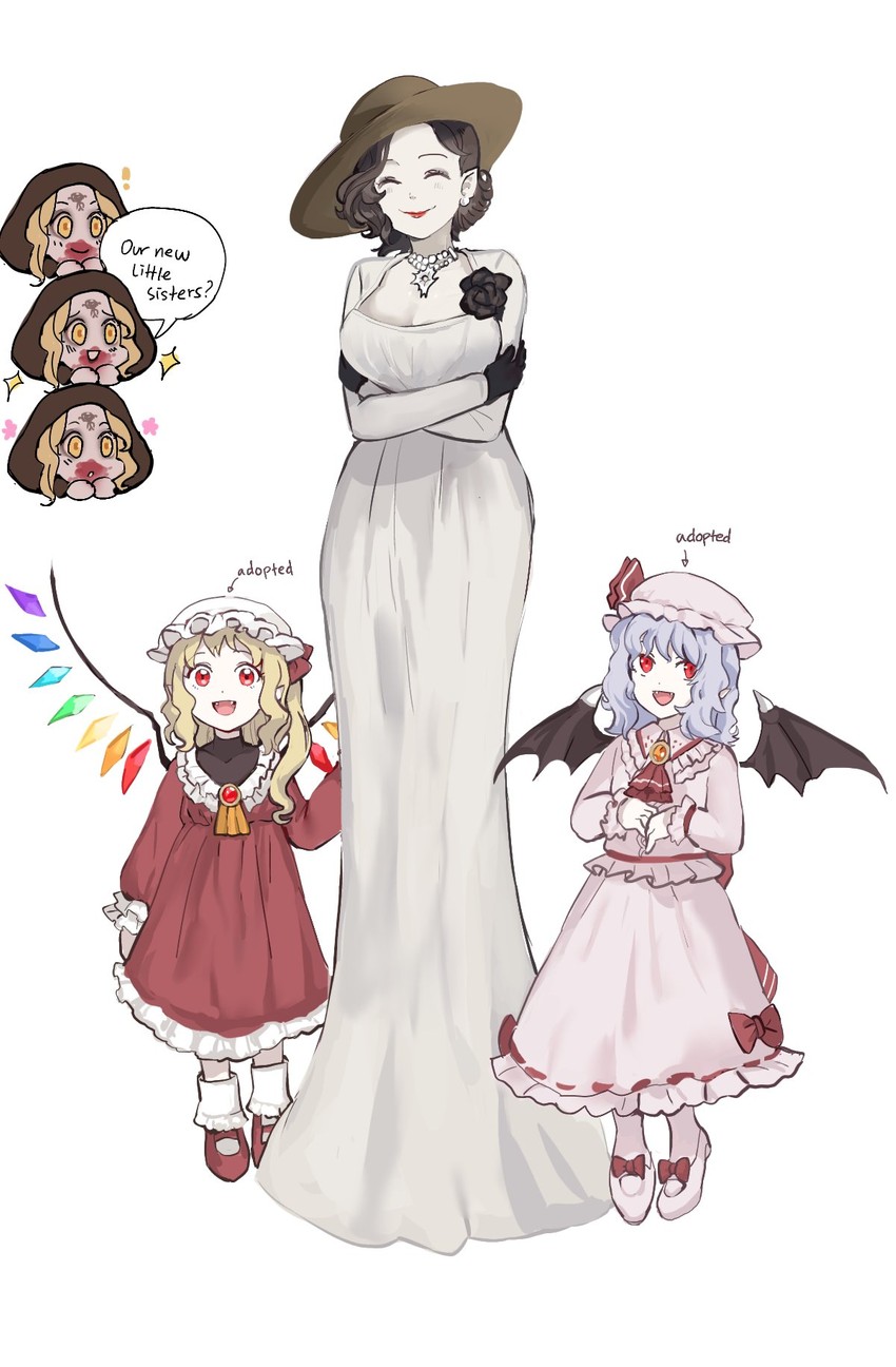 remilia scarlet, flandre scarlet, alcina dimitrescu, daniela dimitrescu, bela dimitrescu, and 1 more (touhou and 2 more) drawn by himuhino