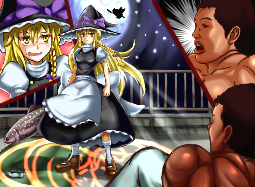 kirisame marisa, reiuji utsuho, uzuki, yajuu senpai, and nadeko (touhou and 3 more) drawn by enperuto_(yarumi)