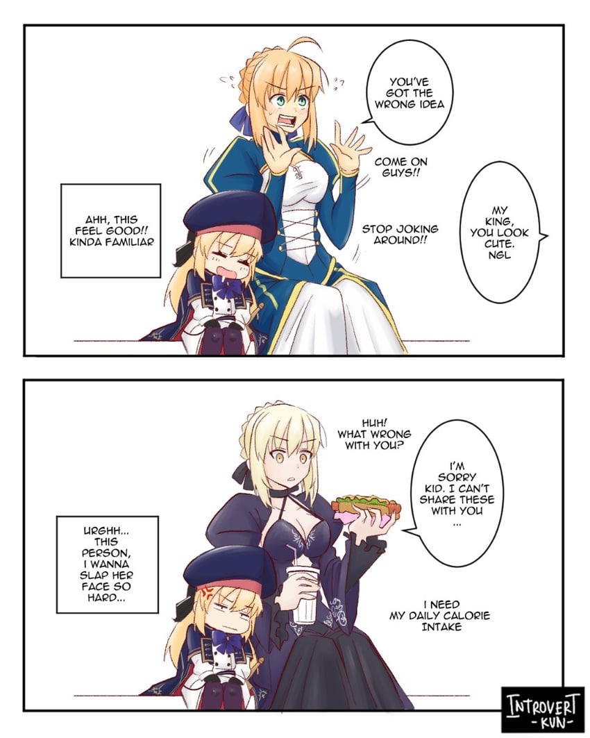 artoria pendragon, saber, saber alter, and artoria caster (fate and 1 more) drawn by introvert-kun