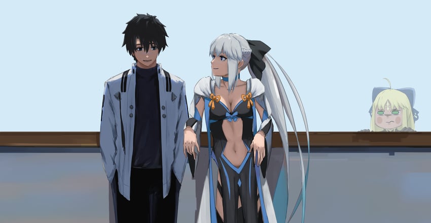 artoria pendragon, fujimaru ritsuka, morgan le fay, and artoria caster (fate and 1 more) drawn by paperpillar