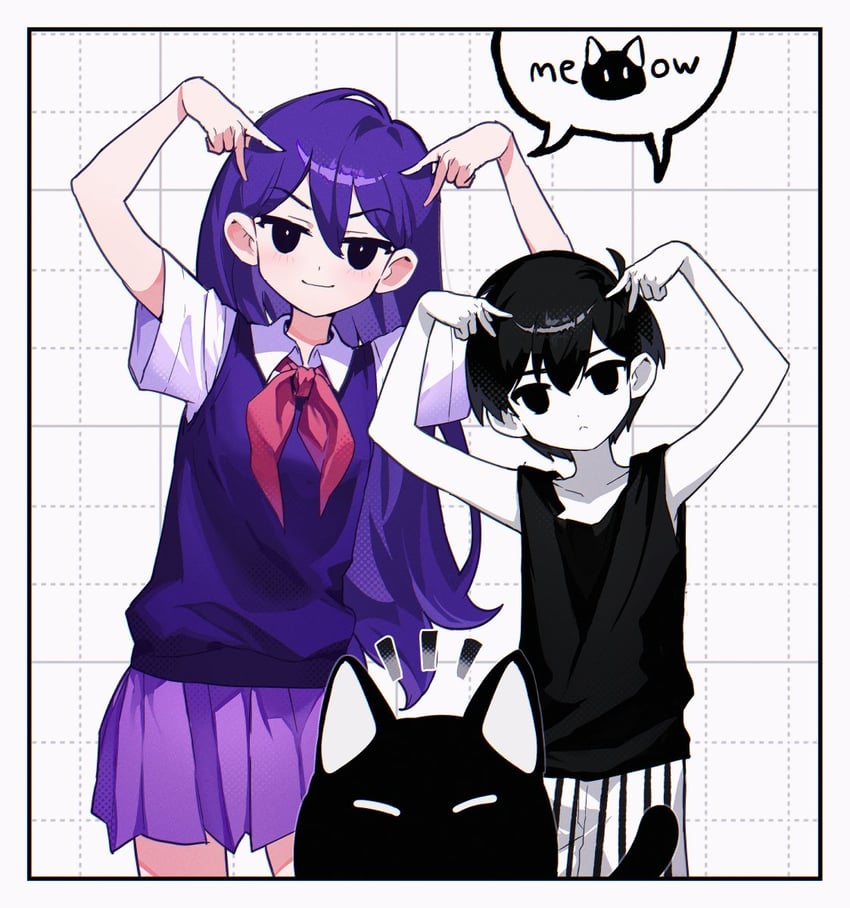 omori, mari, and mewo (omori) drawn by shionty