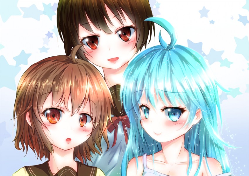 touwa erio, mifune ryuuko, and maekawa (denpa onna to seishun otoko) drawn by sokura_(mellow)