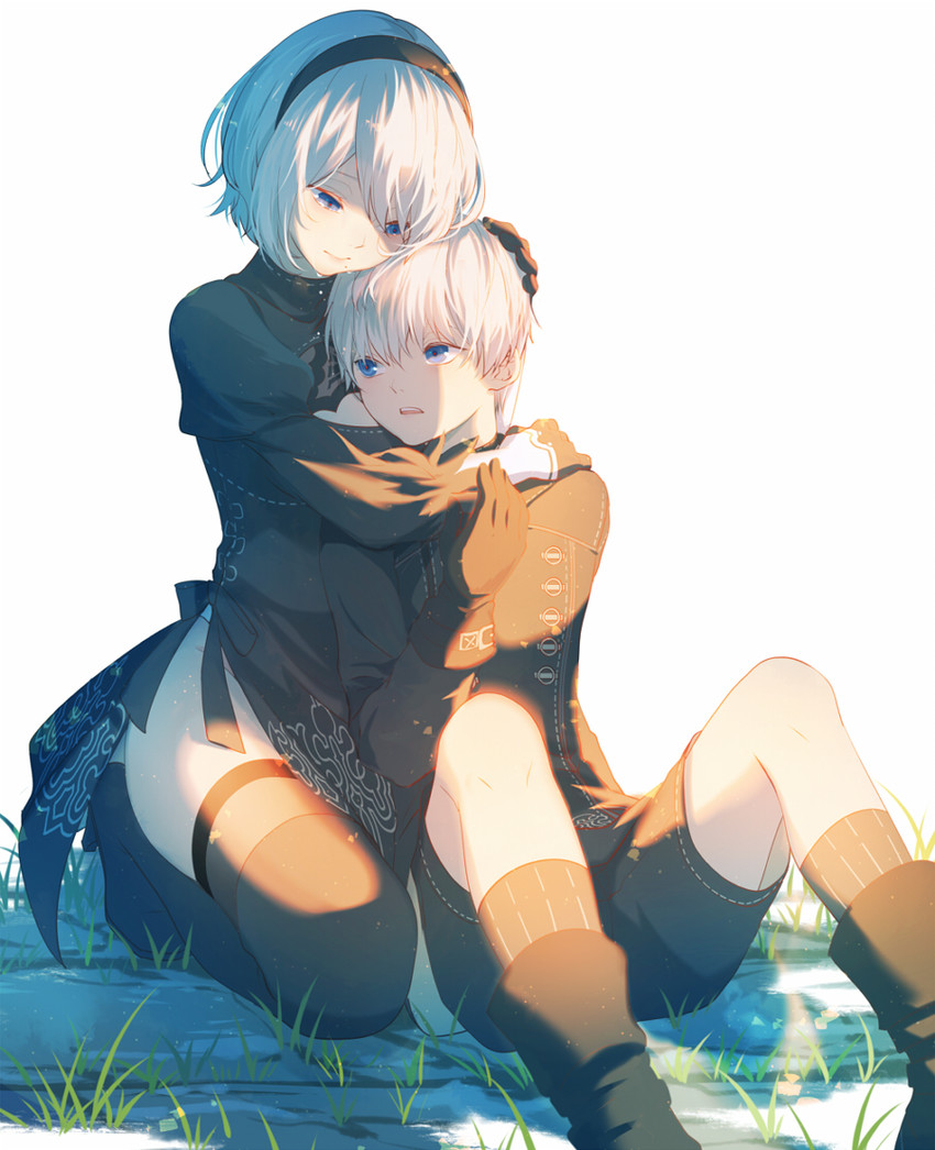 2b and 9s (nier and 1 more) drawn by natural_wind