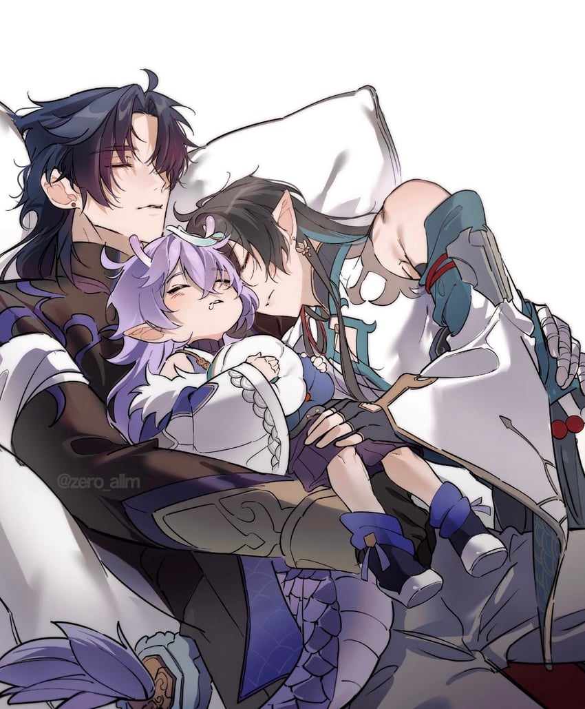 dan heng, blade, and bailu (honkai and 1 more) drawn by zero_allm