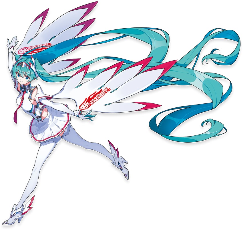 hatsune miku and racing miku (vocaloid and 2 more) drawn by saitou_masatsugu
