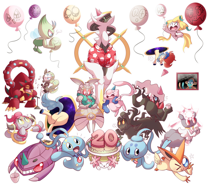 jirachi, mew, celebi, shaymin, darkrai, and 13 more (pokemon) drawn by nintooner
