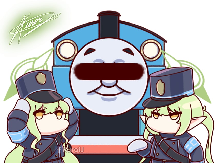 hikari, nozomi, and thomas the tank engine (blue archive and 1 more) drawn by kuroij
