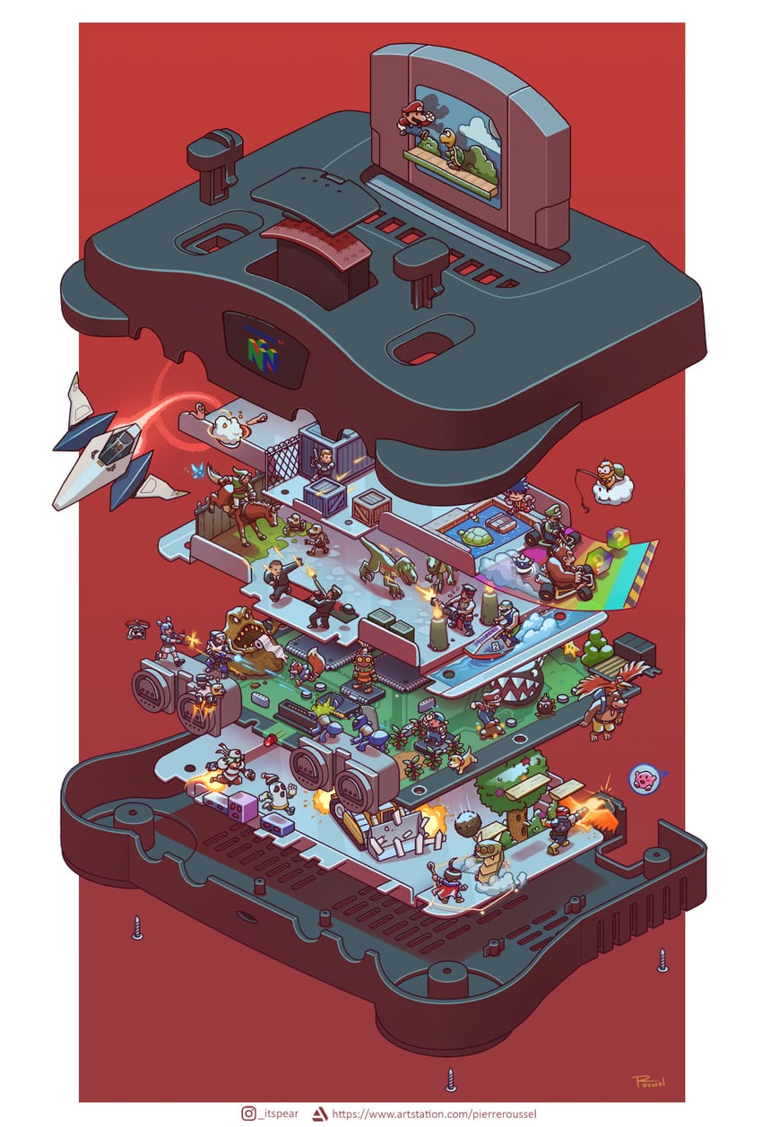 link, kirby, mario, luigi, navi, and 32 more (the legend of zelda and 29 more) drawn by pierre_roussel
