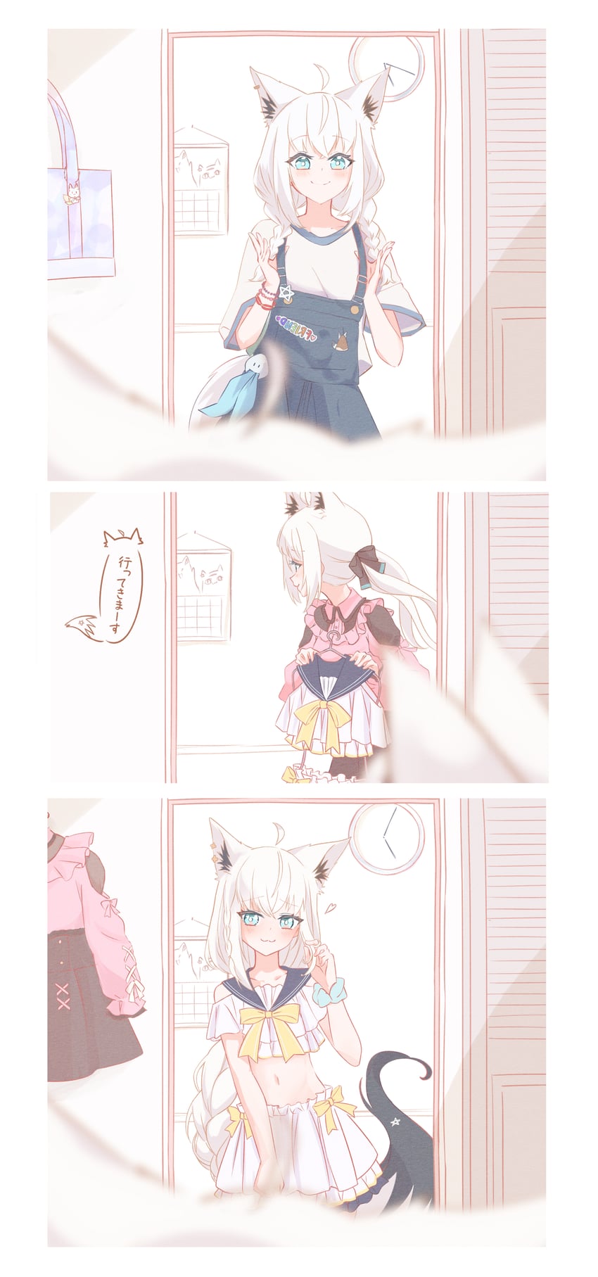 shirakami fubuki and white burinyan (hololive) drawn by chamomile_(kazumasa)