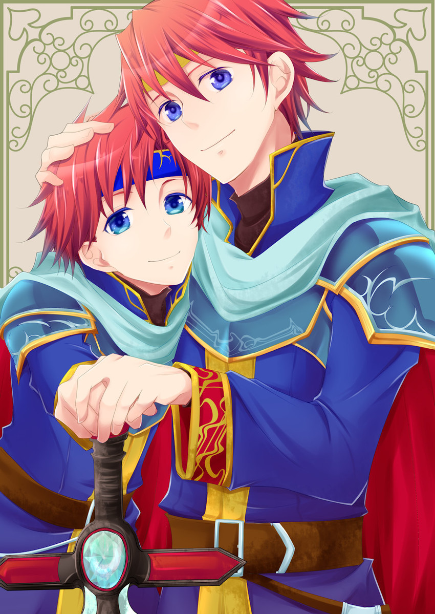 roy and eliwood (fire emblem and 3 more) drawn by miyakoji