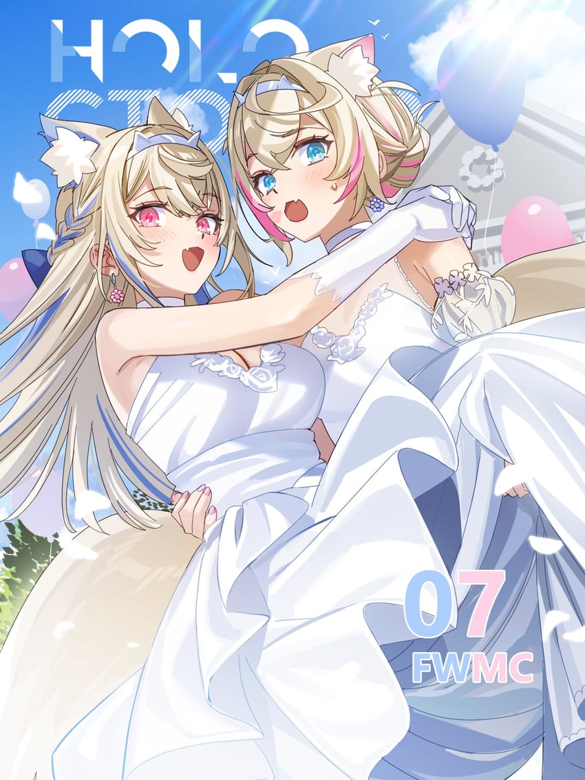 fuwawa abyssgard and mococo abyssgard (hololive and 1 more) drawn by yomosaka