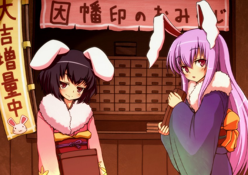 reisen udongein inaba and inaba tewi (touhou) drawn by negija