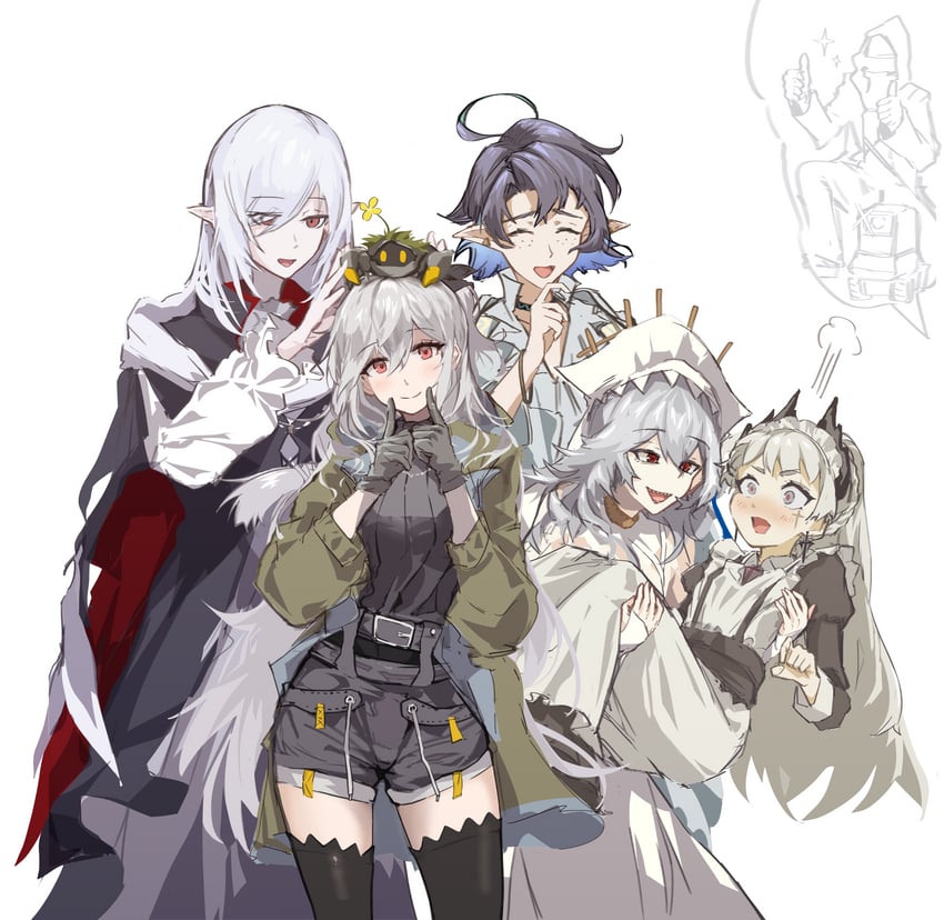 doctor, skadi, specter, irene, specter the unchained, and 2 more (arknights and 1 more) drawn by utsuke