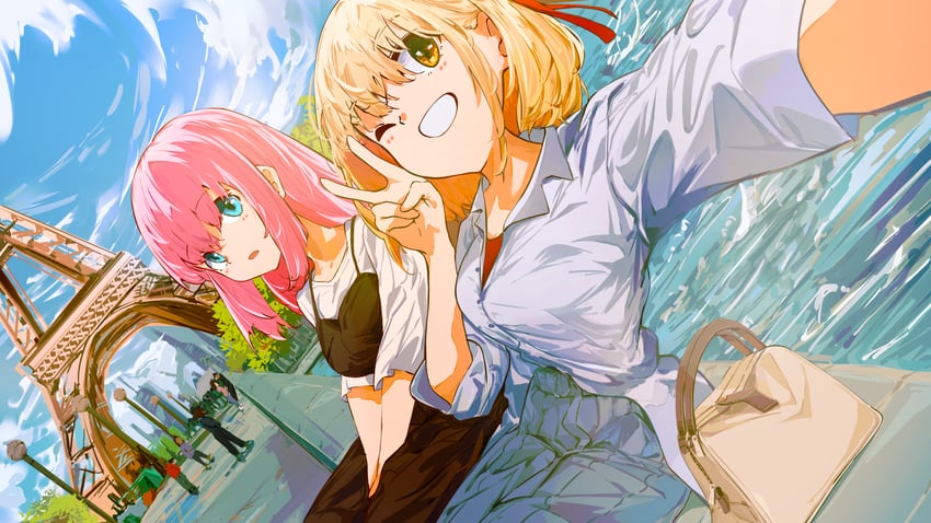 gotoh hitori and nishikigi chisato (bocchi the rock! and 1 more) drawn by t.k.c