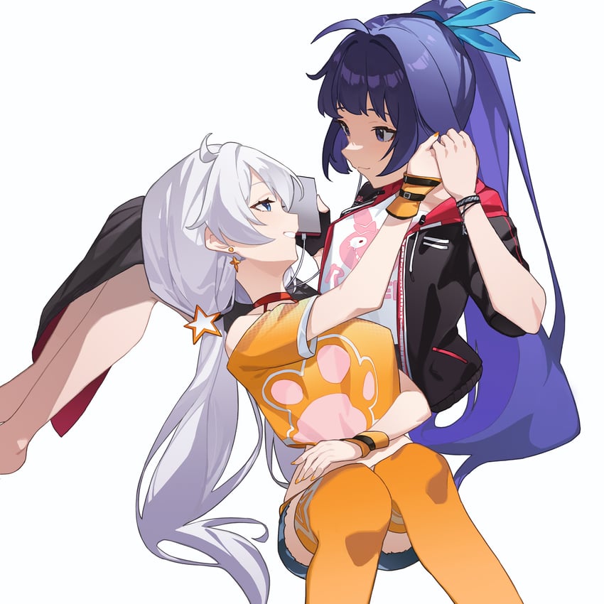 kiana kaslana and raiden mei (honkai and 1 more) drawn by hetare_mizu