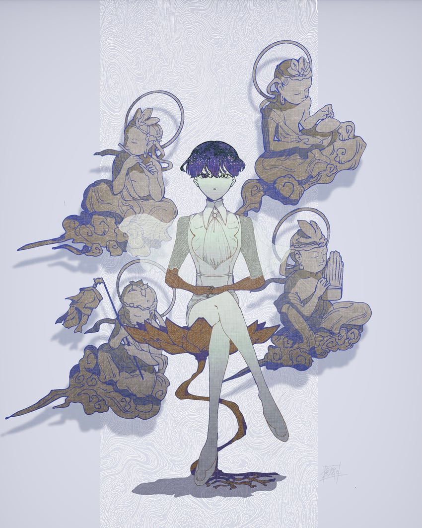 phosphophyllite and tsuki jin (houseki no kuni) drawn by sokura_(mochichitose)