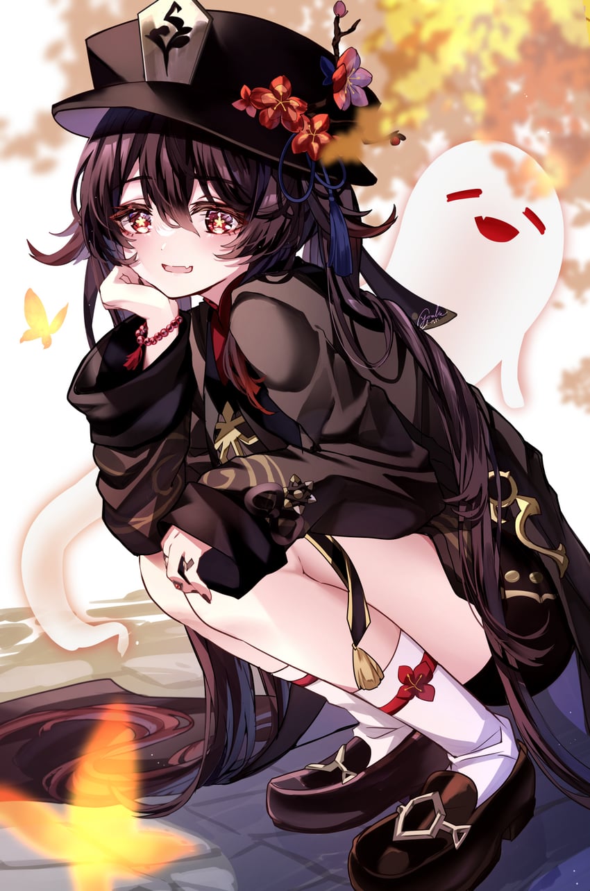 hu tao and boo tao (genshin impact) drawn by yoake_(yoakey)