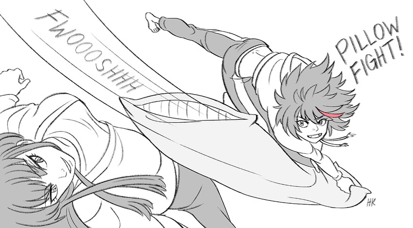 matoi ryuuko and kiryuuin satsuki (kill la kill) drawn by herokick